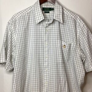 Lauren Ralph Lauren Mens XL Plaid Short‎ Sleeve Button Up Shirt Classic Fit